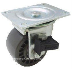 3SLPUSSL 3" Low Profile Urethane Wheel, Swivel Plate Caster Sure Lok Brake