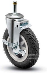 6SPNGBSB 6" Grip Ring Stem Caster Black Pneumatic Wheel With Brake