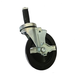 Conveyx, SUPMC512521R3HR01FB, Swivel Caster with Brake, 5 in. x 1 1/4 in., Rubber Wheel