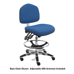 Fabric ESD Wide Chair With Adj.Footring and Aluminum Base, 25"-35" H  Three Lever Control