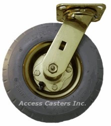 8DHPGS 8" Swivel Brass Plated Caster, Grey Pneumatic Wheel
