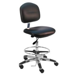 Cleanroom ESD Chair With Adj.Footring and Aluminum Base, 19"-27" H  Single Lever Control