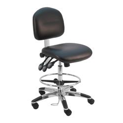 Cleanroom ESD Chair With Adj.Footring and Aluminum Base, 19"-27" H  Three Lever Control