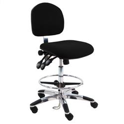 Fabric ESD Chair With Adj.Footring and Aluminum Base, 19"-27" H  Three Lever Control