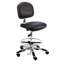 Vinyl ESD Chair With Adj.Footring and Aluminum Base, 19"-27" H  Single Lever Control
