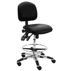 Vinyl ESD Chair With Adj.Footring and Aluminum Base, 19"-27" H  Three Lever Control