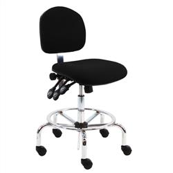 Fabric ESD Chair With Adj.Footring and Chrome Base, 17"-25" H  Three Lever Control