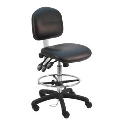 Cleanroom ESD Chair With Adj.Footring and Nylon Base, 19"-27" H  Three Lever Control