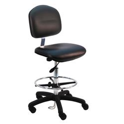 Vinyl ESD Chair With Adj.Footring and Nylon Base, 19"-27" H  Single Lever Control