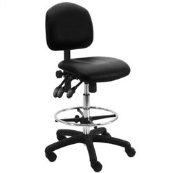 Vinyl ESD Chair With Adj.Footring and Nylon Base, 19"-27" H  Three Lever Control