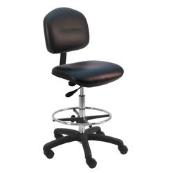 Cleanroom Chair With Adj.Footring and Nylon Base, 19"-27" H  Single Lever Control