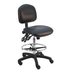 Cleanroom Chair With Adj.Footring and Nylon Base, 23"-33" H  Three Lever Control