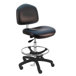 Cleanroom ESD Wide Chair With Adj.Footring and Aluminum Base, 20"-28" H  Single Lever Control
