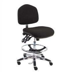 Fabric ESD Wide Chair With Adj.Footring and Aluminum Base, 21"-29" H  Three Lever Control