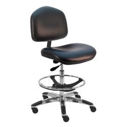 Vinyl ESD Wide Chair With Adj.Footring and Aluminum Base, 24"-34" H  Single Lever Control