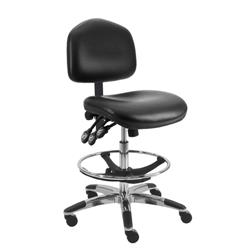 Vinyl ESD Wide Chair With Adj.Footring and Aluminum Base, 21"-29" H  Three Lever Control