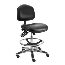 Cleanroom Wide Chair With Adj.Footring and Aluminum Base, 21"-29" H  Three Lever Control