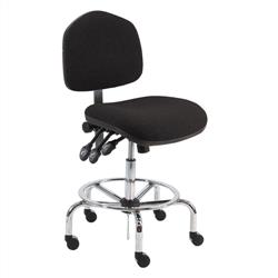 Fabric ESD Wide Chair With Adj.Footring and Chrome Base, 17"-25" H  Three Lever Control