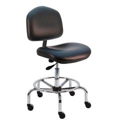 Vinyl ESD Wide Chair With Adj.Footring and Chrome Base, 17"-25" H  Single Lever Control