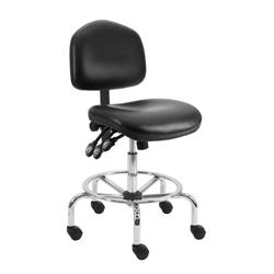 Vinyl ESD Wide Chair With Adj.Footring and Chrome Base, 17"-25" H  Three Lever Control