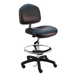Cleanroom ESD Wide Chair With Adj.Footring and Nylon Base, 20"-28" H  Single Lever Control
