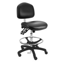 Cleanroom ESD Wide Chair With Adj.Footring and Nylon Base, 21"-29" H  Three Lever Control