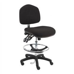 Fabric ESD Wide Chair With Adj.Footring and Nylon Base, 21"-29" H  Three Lever Control