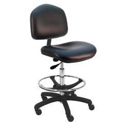 Vinyl ESD Wide Chair With Adj.Footring and Nylon Base, 20"-28" H  Single Lever Control