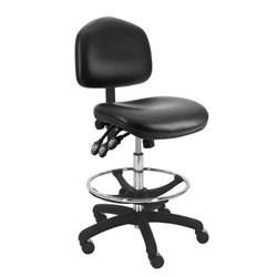 Vinyl ESD Wide Chair With Adj.Footring and Nylon Base, 21"-29" H  Three Lever Control