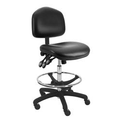 Cleanroom Wide Chair With Adj.Footring and Nylon Base, 21"-29" H  Three Lever Control